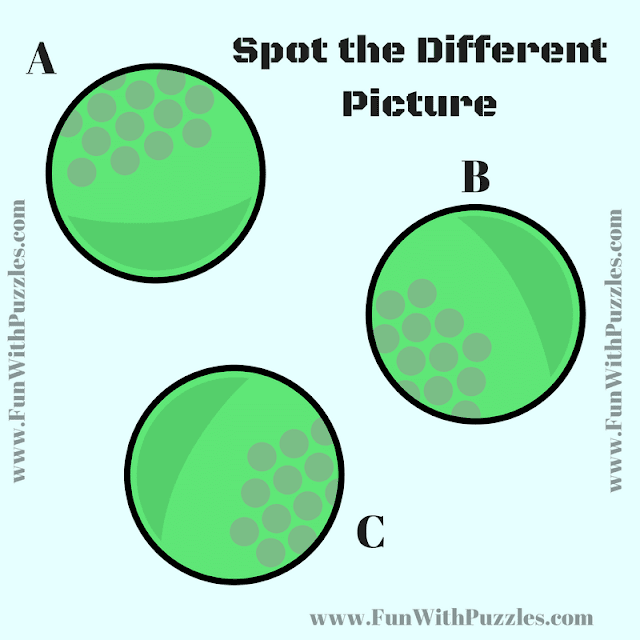 This is Picture Puzzle in which your challenge is find the Image which is different from other two images in the puzzle picture