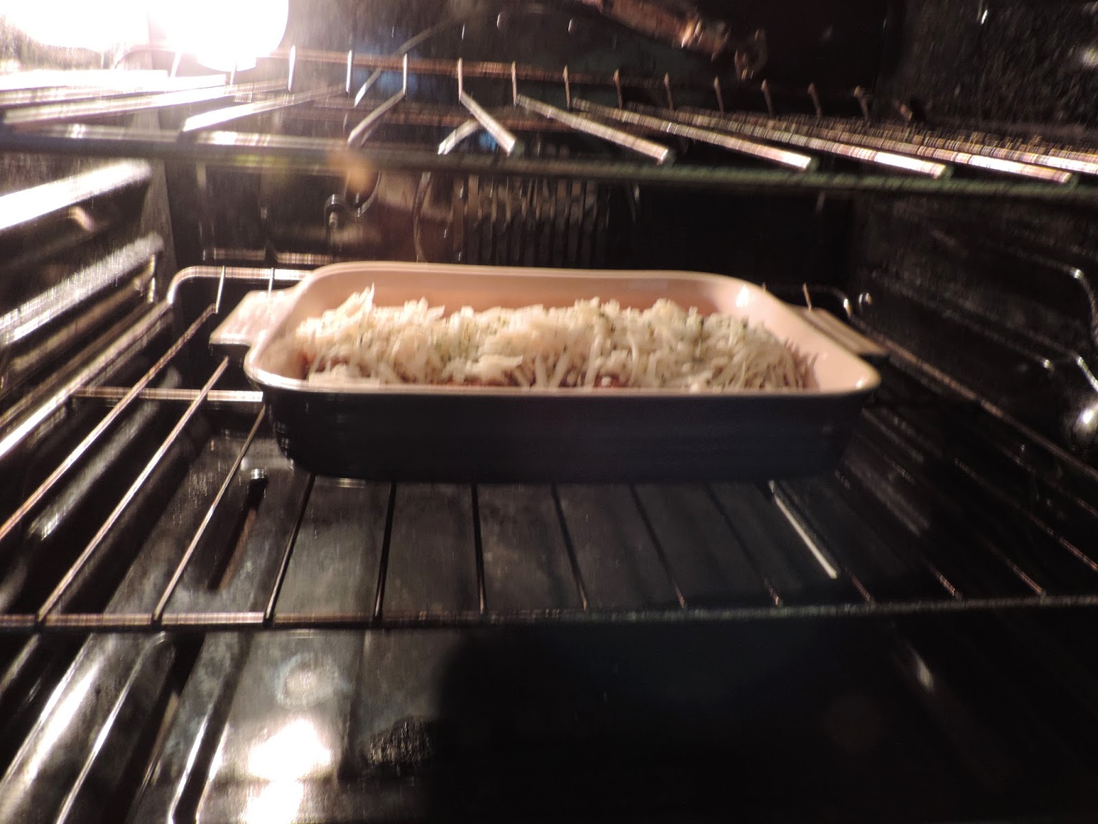 The Chicken Parmesan in the oven. 