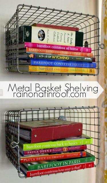 storage organization decorating ideas with metal baskets