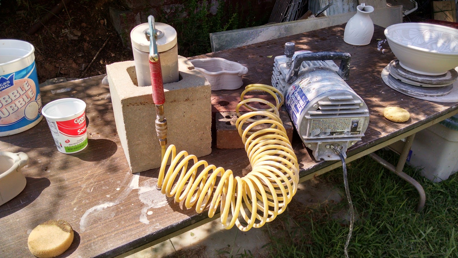 meesh's pottery Spraying Glaze