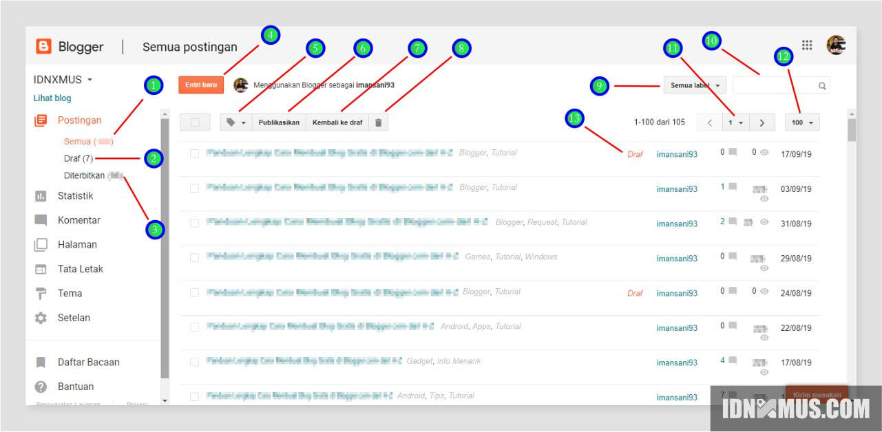 Mengenal Menu Postingan Blogger