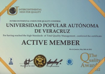 Recibe UPAV Certificado Internacional de Calidad Total