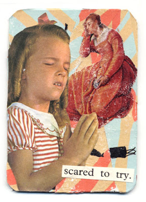 paper collage artist trading card featuring sassy females