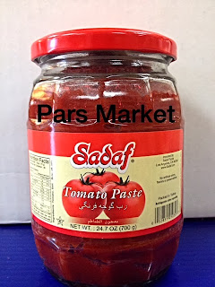 Glass Jar of Tomato Paste at Pars Market Middle Eastern and Mediterranean grocery store located in Columbia Maryland 21045