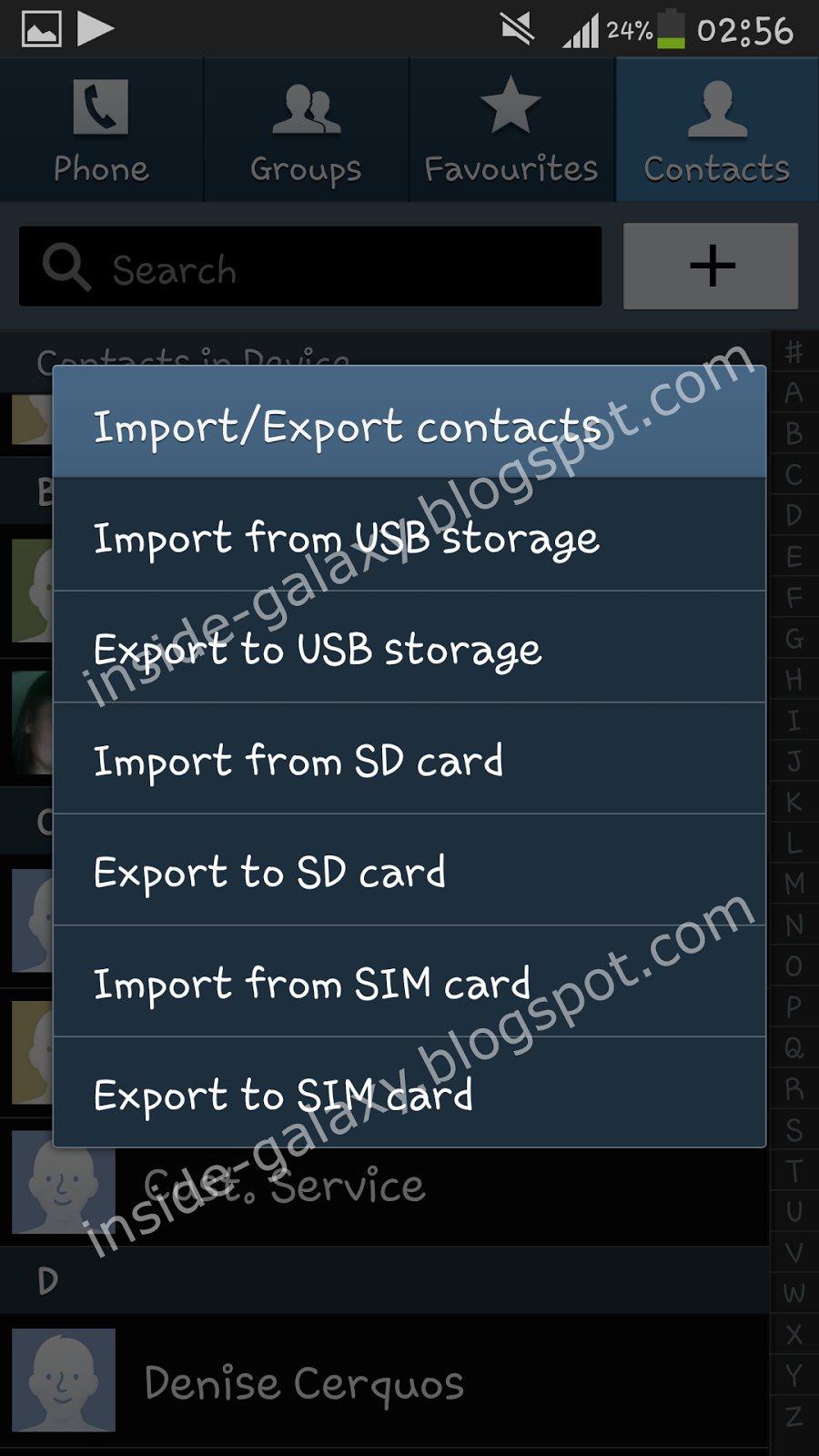 Inside Galaxy Samsung Galaxy S4 How to Import or Export Contacts in