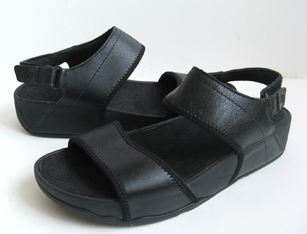 CoachShoes: FITFLOP OLLO BLACK LEATHER SANDALS WOMENS SIZE 10