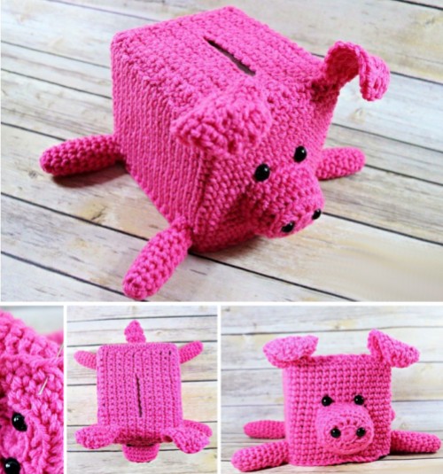 Piggy Bank Tissue Box - Free Crochet Pattern