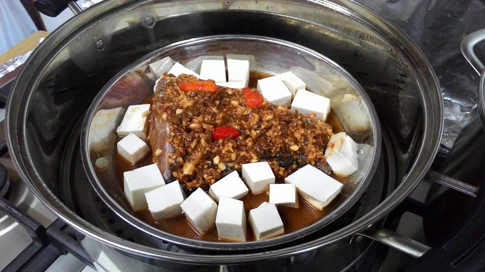 My Cooking Recipe 酱蒸豆腐石斑鱼尾Steamed Grouper Fish & Bean Curd With Soy
