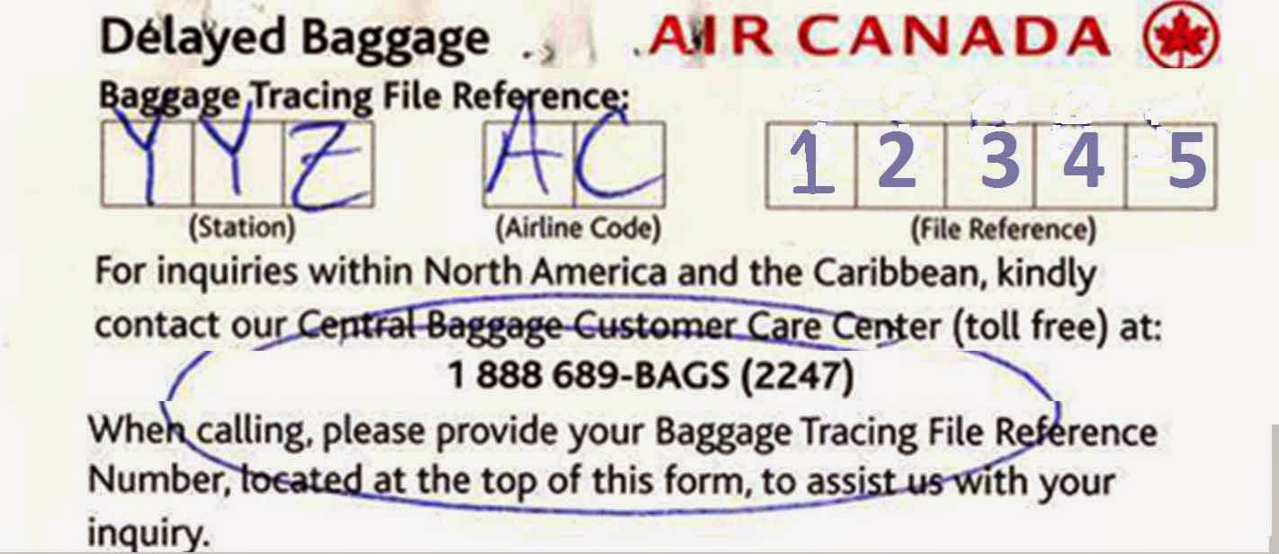 air canada baggage claim phone number