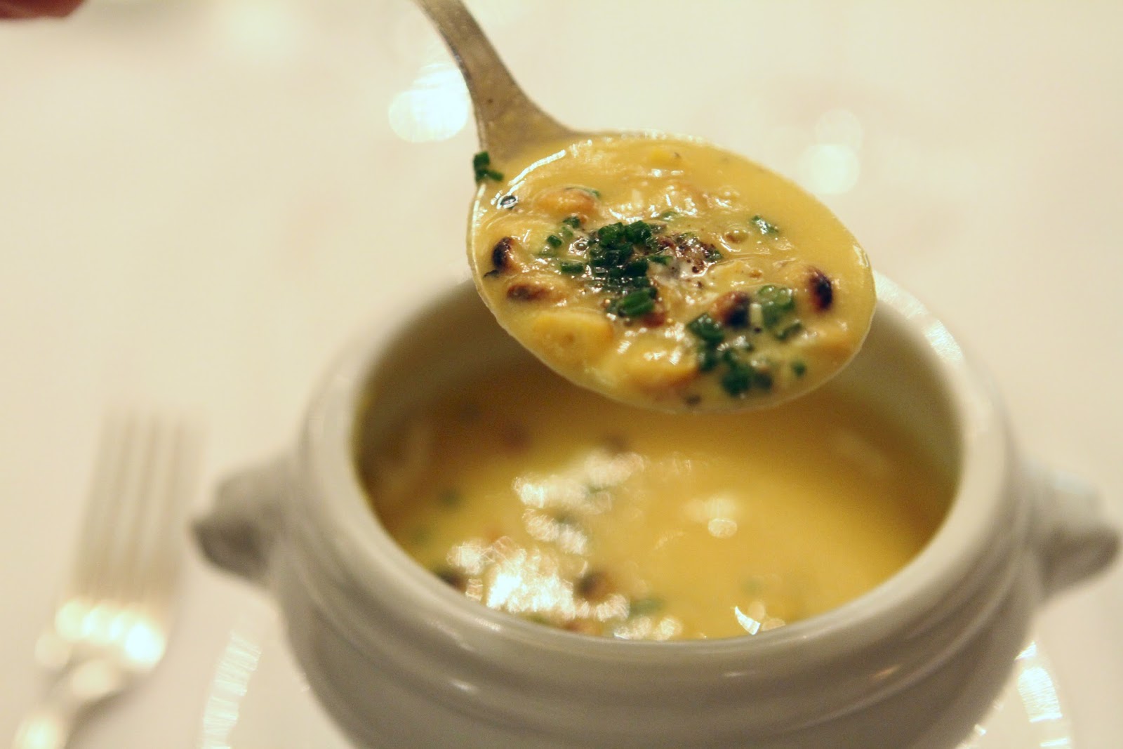 The Savoy grill spiced sweetcorn soup