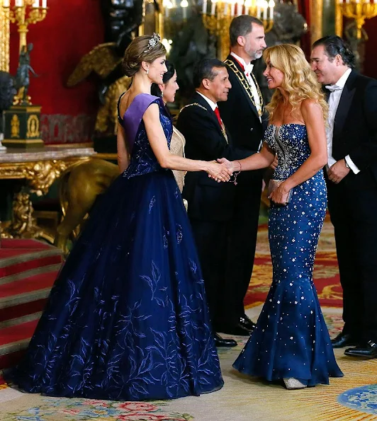 King Felipe VI of Spain and Queen Letizia of Spain host a dinner for Peruvian President Ollanta Humala Tasso and wife Nadine Heredia Alarcon