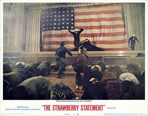 Student protest rally The Strawberry Statement 1970 movieloversreviews.filminspector.com