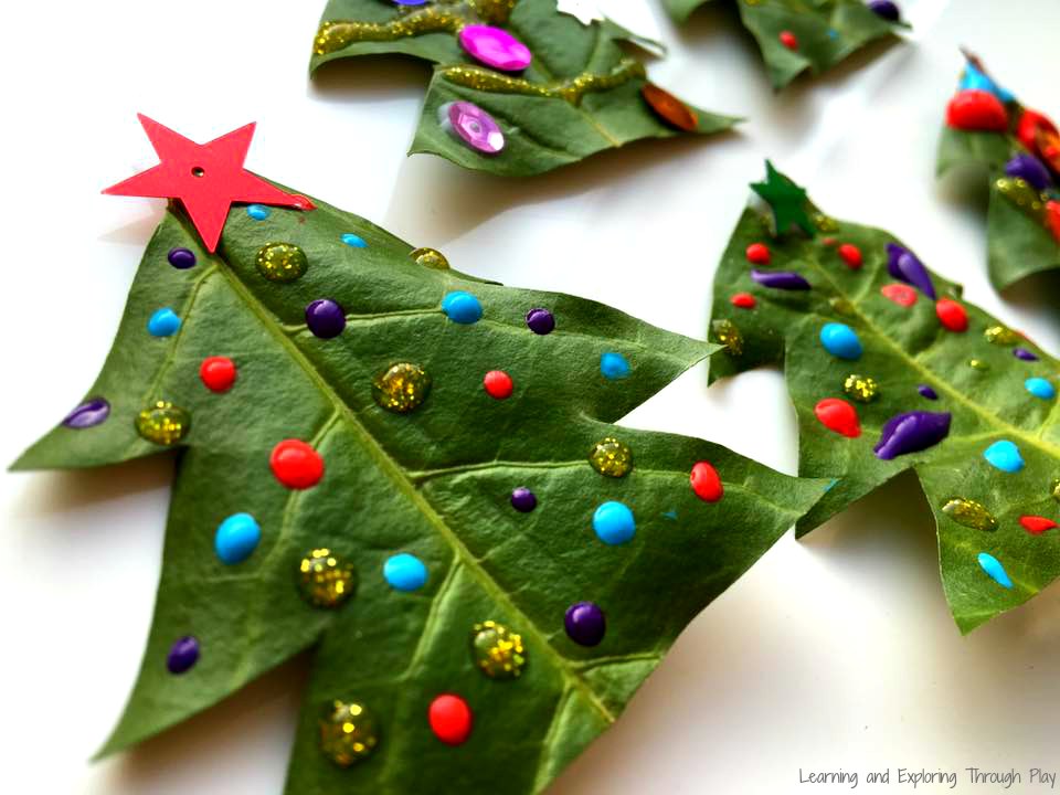 Learning and Exploring Through Play Leaf Christmas Tree Craft