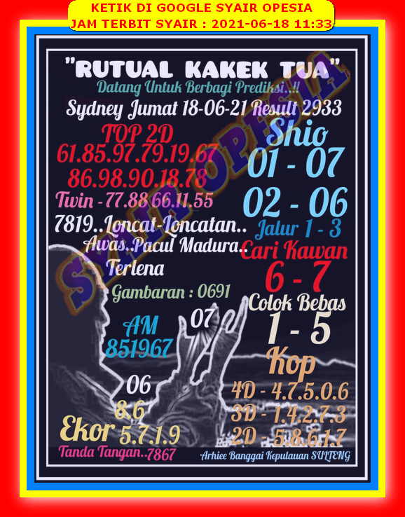 Syair Sdy Hari Ini Jumat 18 Juni 2021 Opesia Official