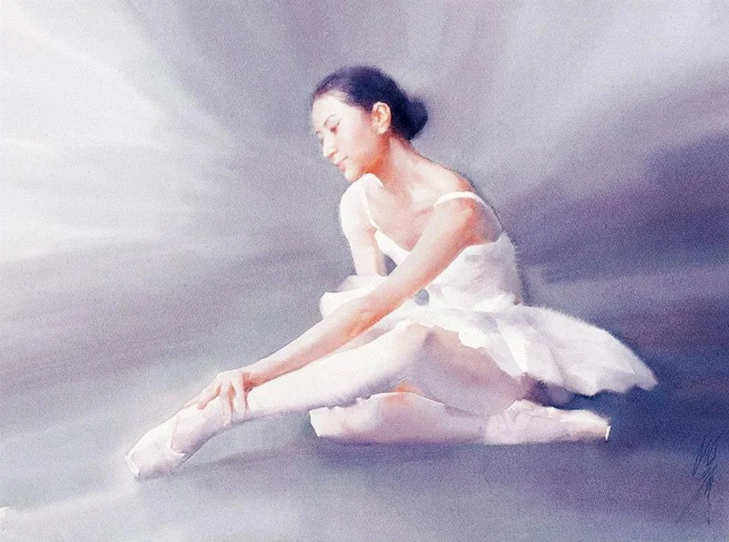 Liu Yi 1958 | Chinese Figurative Watercolour painter | The Ballet dancer