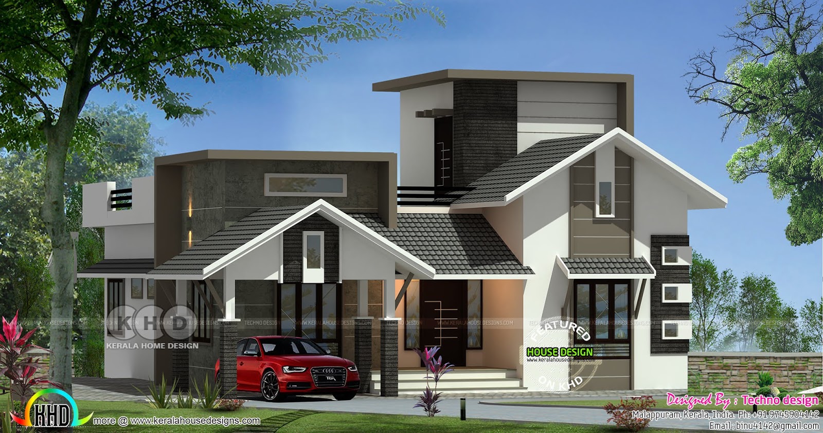 2 Bedroom Mixed Roof Budget Home Plan Kerala Home Design