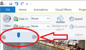 mute sound on a video on windows movie maker