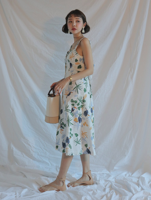 [Stylenanda] Tropical Print Sleeveless A-Line Dress | KSTYLICK - Latest ...