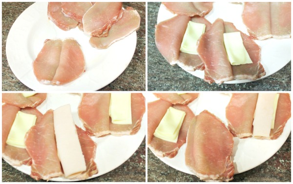 Libritos de jamón dulce y queso, receta