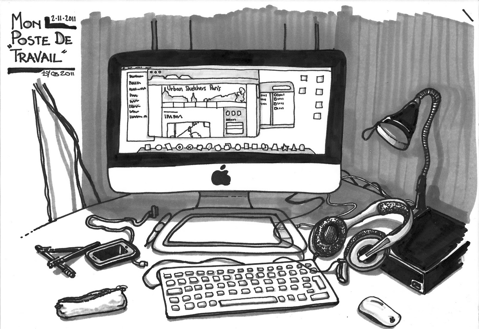 Urban Sketchers Paris: Le thème de la semaine : PC et laptops