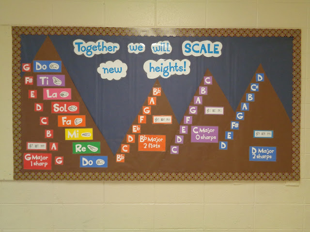 Together we will SCALE new heights bulletin board elementary orchestra and music