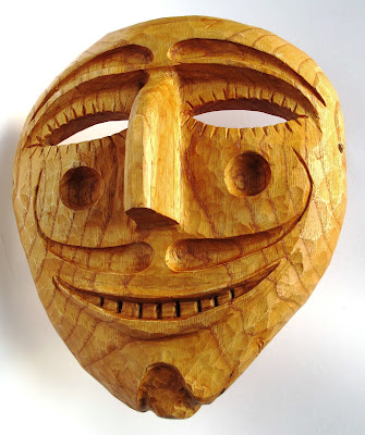 máscara peliqueiro tallado en madera de castaño
