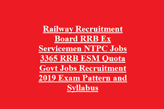 Railway Recruitment Board RRB Ex Servicemen NTPC Jobs 3365 RRB ESM Quota Govt Jobs Recruitment 2023 Exam Pattern and Syllabus