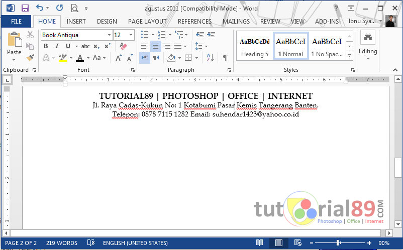 Cara membuat kop surat otomatis disetiap halaman word + video Tutorial89