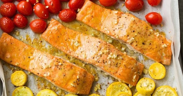 Sheet Pan Honey Mustard Salmon and Rainbow Veggies - Recipes Food