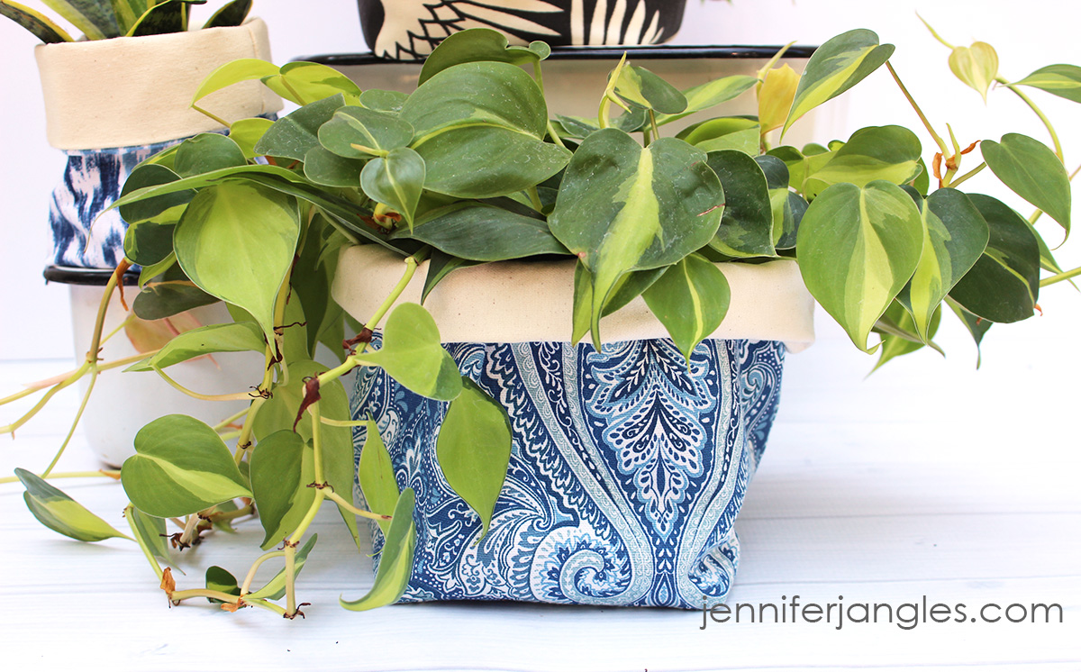 Jennifer Jangles Blog DIY Sewn Flower Pot Covers, a.k.a. Plant Bags