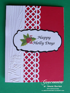 red and white Happy Holly Days card