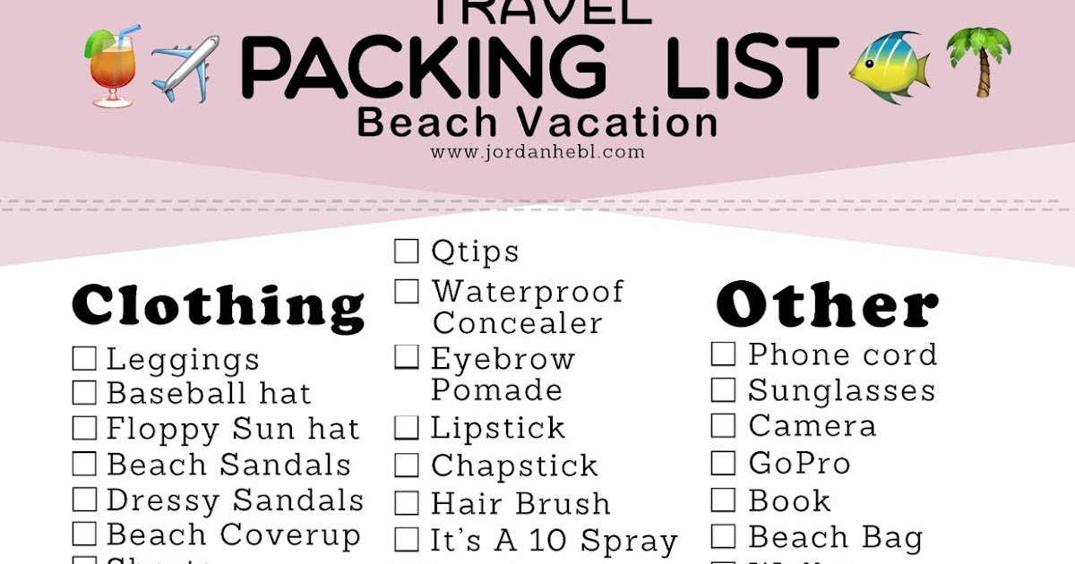 beach vacation travel checklist