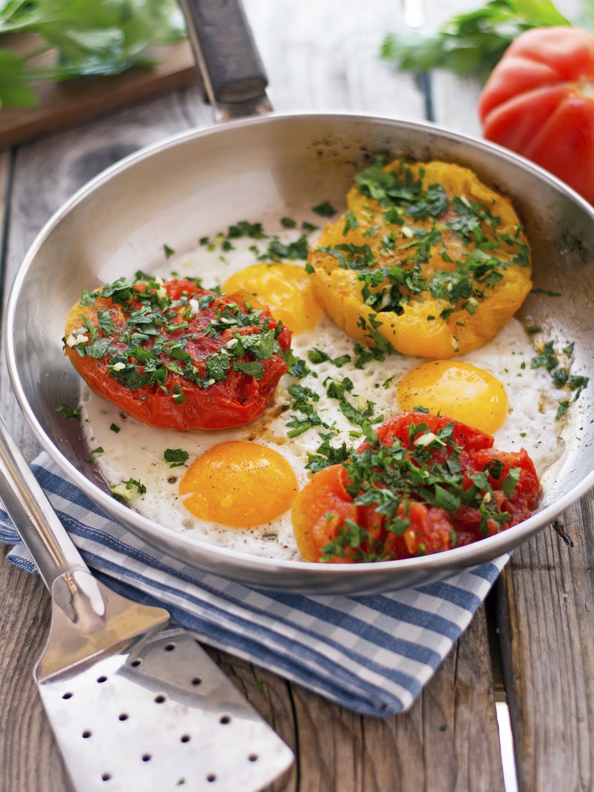 Sunny-Side Up Eggs with Provencal Tomatoes