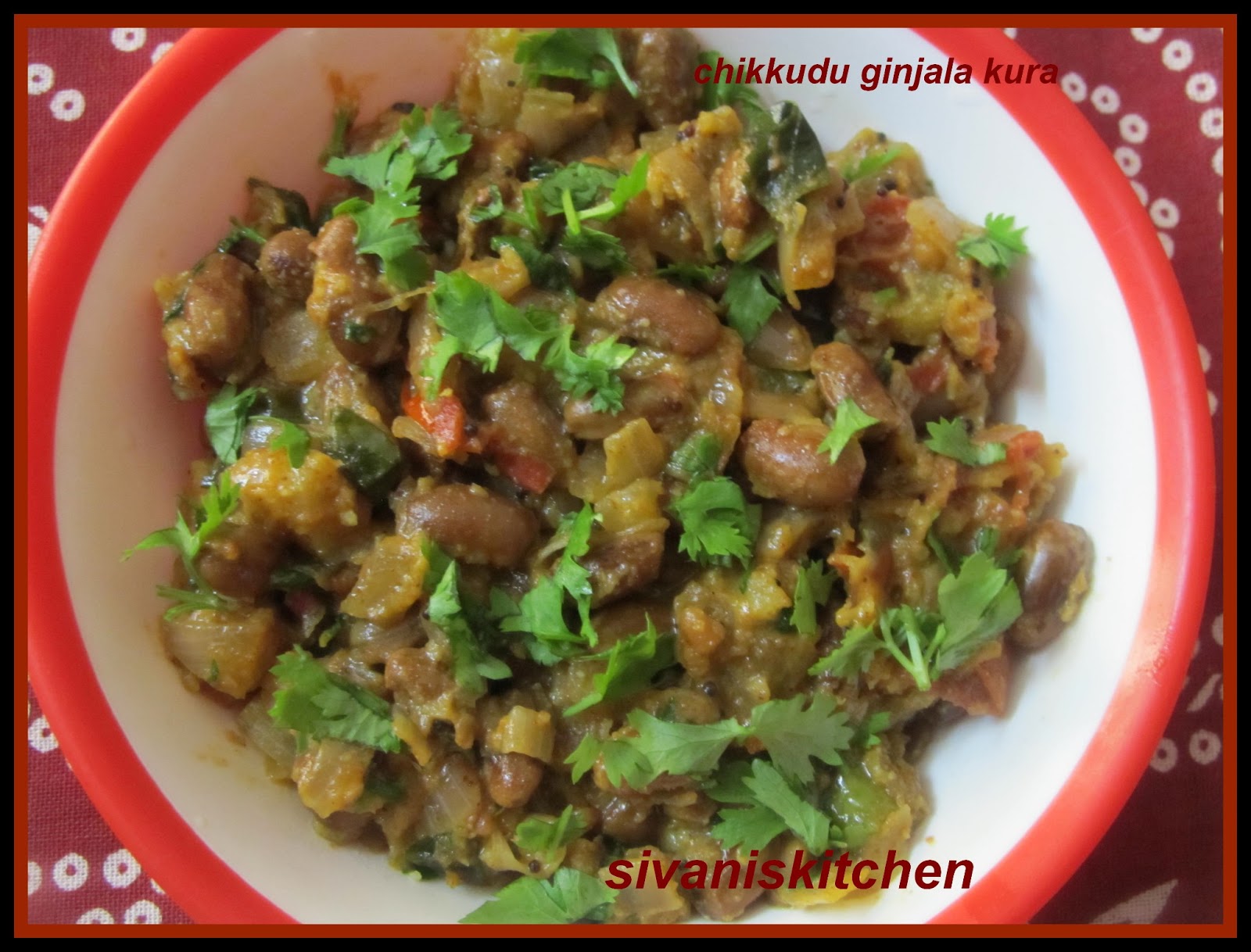Sivani's Kitchen Chikkudu Ginjala Kura / Indian Broad Bean Seeds Curry