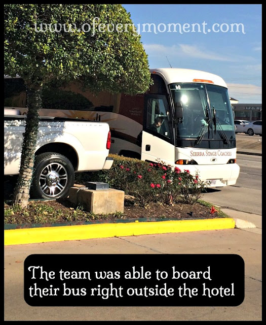 The bus was able to park right in front of the hotel for the kids to get on and off.