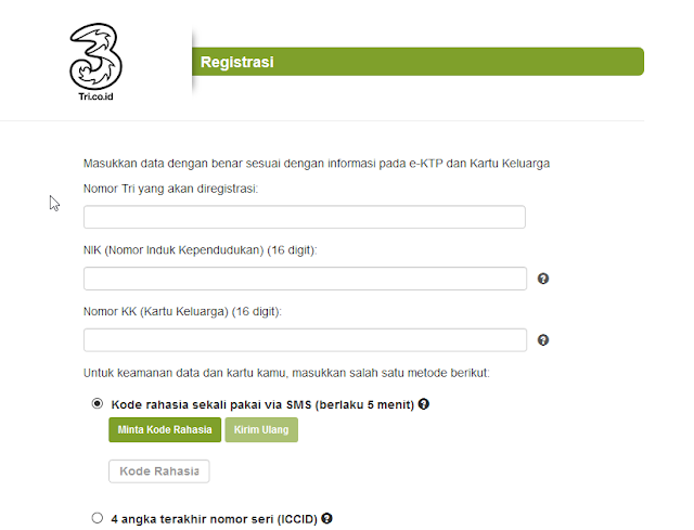 Registrasi Kartu 3 (Tri) Registrasi Kartu 3 (Tri)