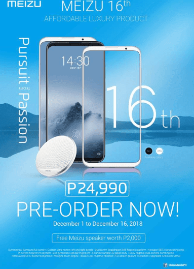 Meizu 16 Coming to the Philippines: Price, Specs and Availability