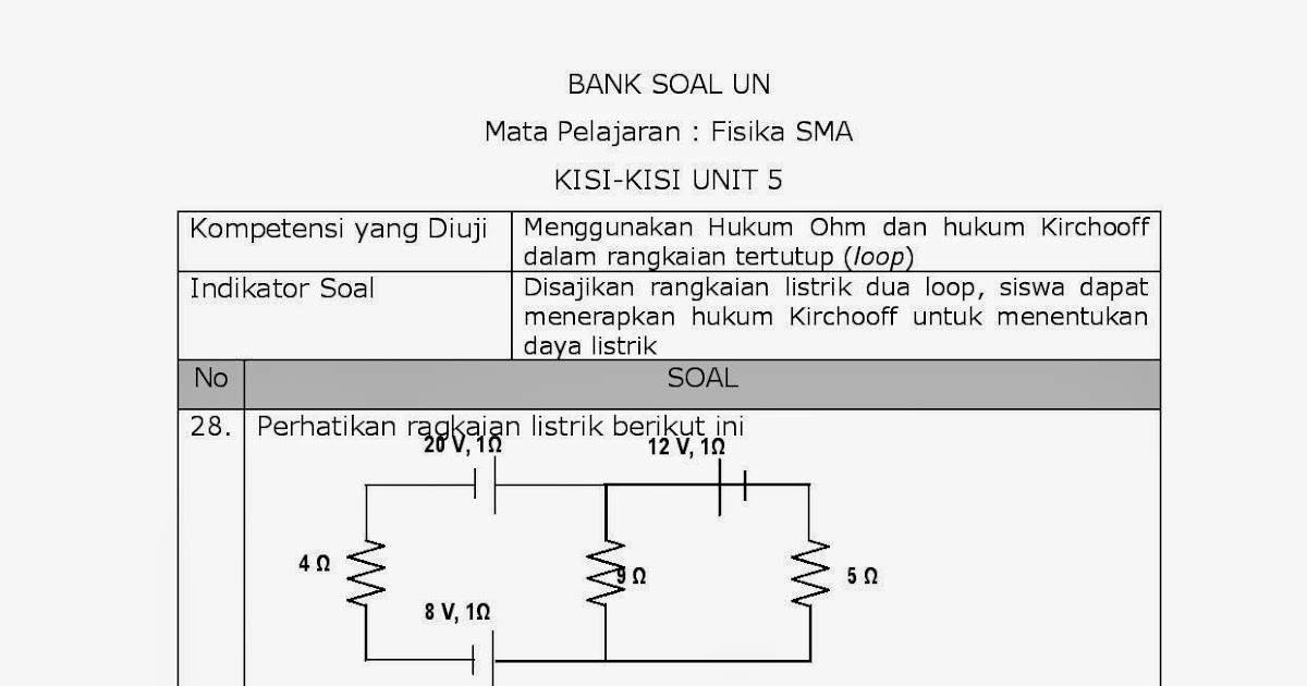 Soal Un Rangkaian Listrik Sma
