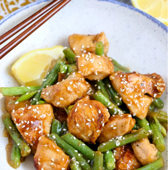 HONEY LEMON CHICKEN AND GREEN BEANS STIR FRY healthyfood