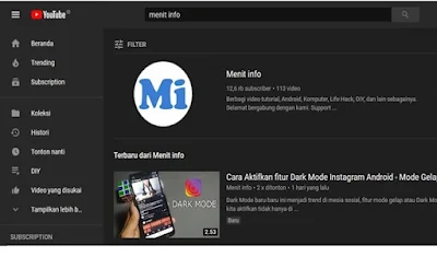 cara aktifkan tema gelap di youtube