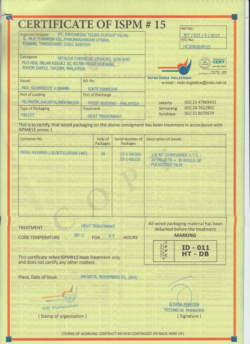 CV. MITRA DUNIA PALLETINDO SERTIFIKASI ISPM 15 & FUMIGASI