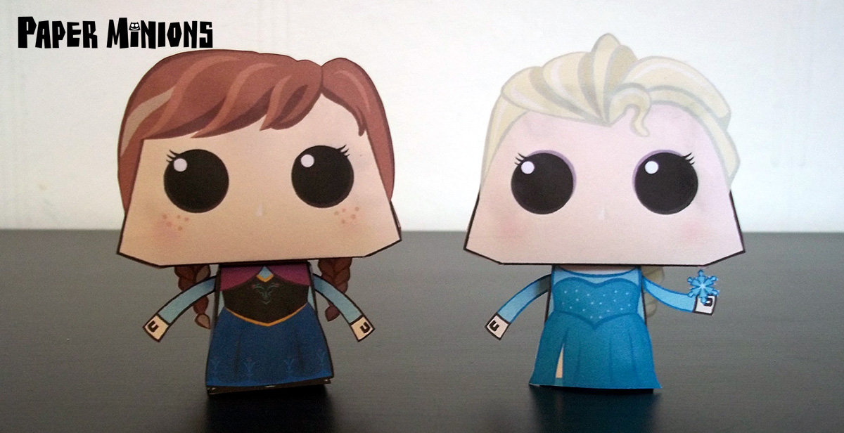 Papercraft imprimible y armable de Ana y Elsa personajes de Frozen. Manualidades a Raudales.