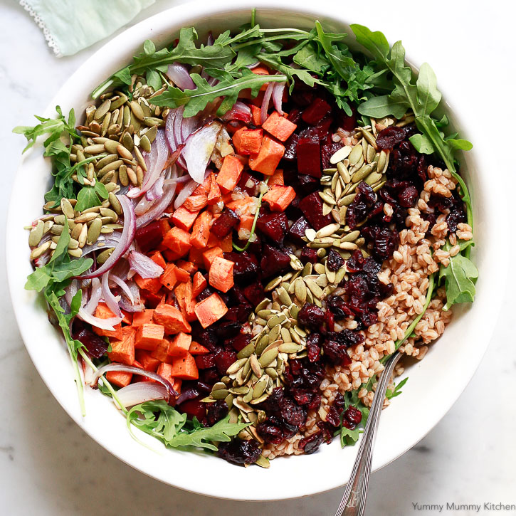 Farro Salad with Sweet Potatoes and Beets Yummy Mummy Kitchen A