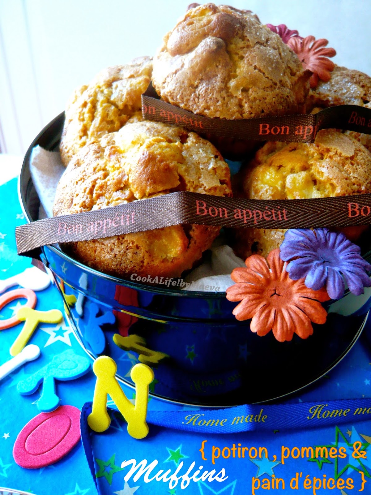 Muffins d'automne potiron, pommes et pain d'épices • Cook A Life! by Maeva