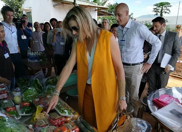 Queen Maxima wore ZARA Vest and Trousers, Queen wore Salvatore Ferragamo sandals and carried Salvatore Ferragamo handbags