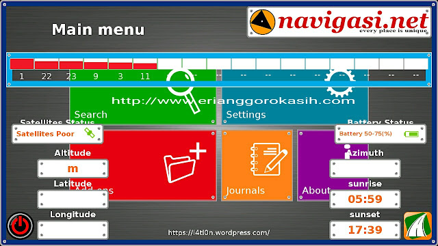 Menu aplikasi gps gratis 7Ways berbahasa Indonesia karya Om Latlon. Menu aplikasi gps gratis 7Ways berbahasa Indonesia karya Om Latlon.
