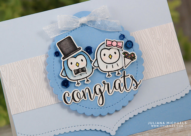 Congrats Wedding Card by Juliana Michaels featuring Pretty Pink Posh Happy Owls Stamp and Die Set