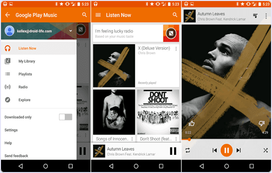Google Play Music android music player Google Play Music android music player