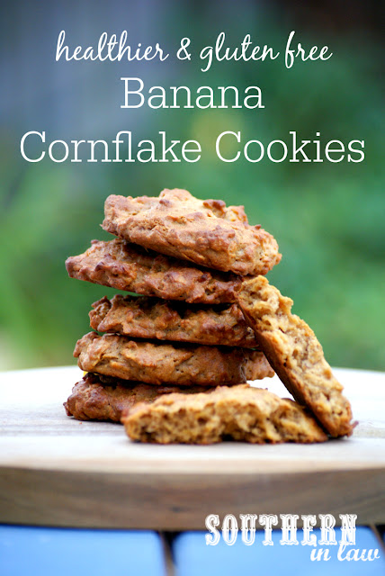 Gluten Free Banana Cornflake Cookies Recipe | low fat, gluten free, healthy, healthier, lower sugar, refined sugar free 