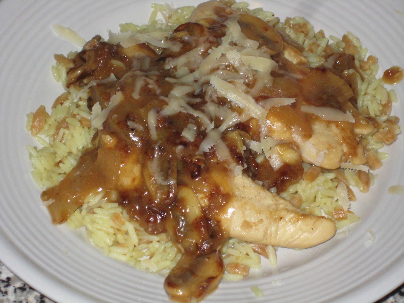 Last Night's Dinner Lemon White Wine Chicken Over Rice